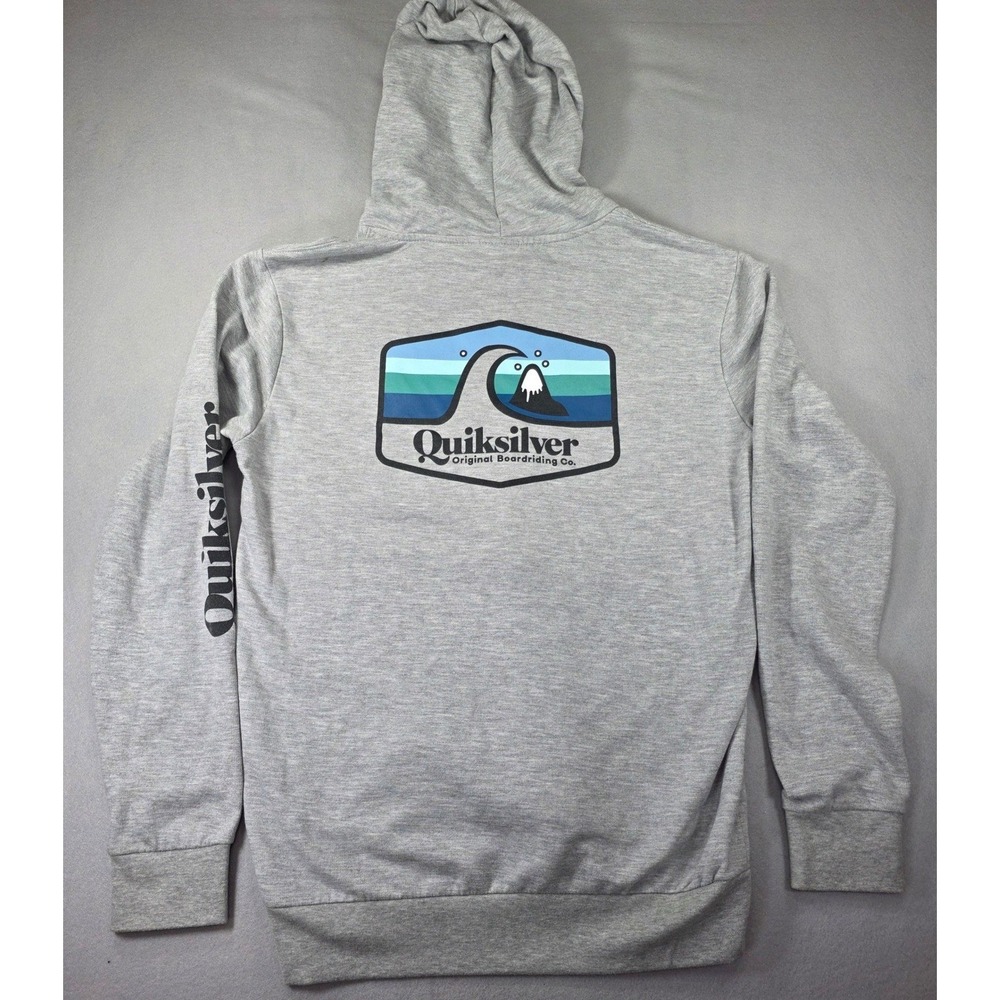 Quiksilver Original Boardriding Co Mens Gray Graphic Pullover Hoodie Sweatshirt - Picture 4 of 10
